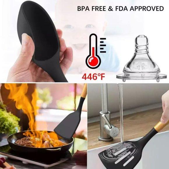 33 Pcs Silicone Cooking Utensils Set, Non-Stick, Heat Resistance (Black) - Picture 6 of 6